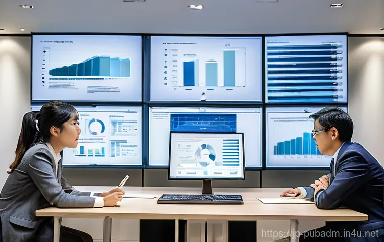 행정학 연구 및 사례 분석 - **Prompt: Futuristic Smart City Government Services**
    A vibrant, sun-drenched scene in a futuris...